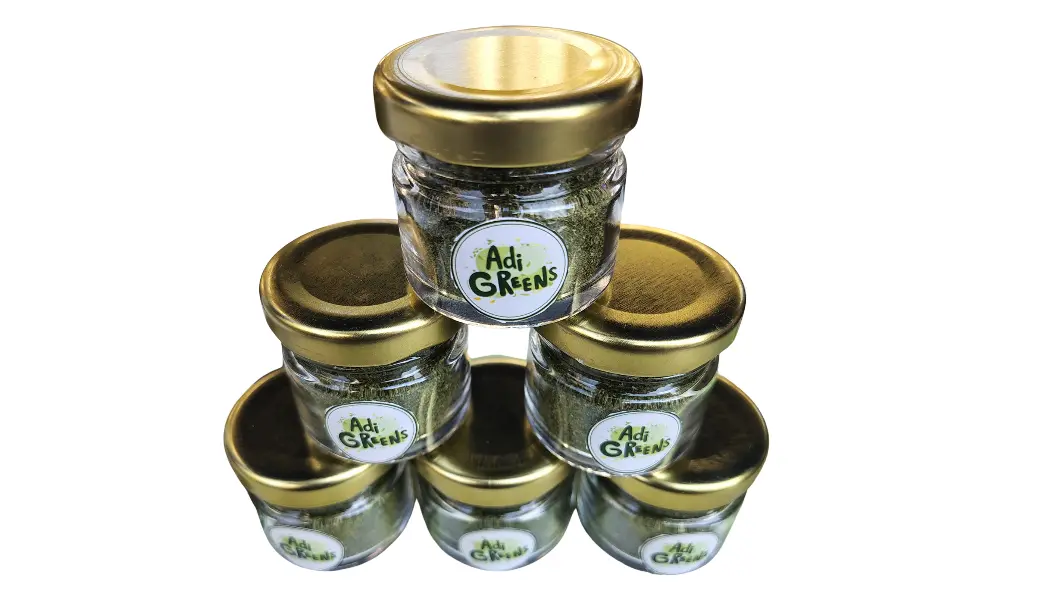 Fresh powder microgreens with vibrant green leaves